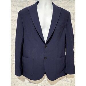 Vitale Barberis Canonico Blazer Blue Twill Wool Suit Jacket Lucca US 42 Euro 52